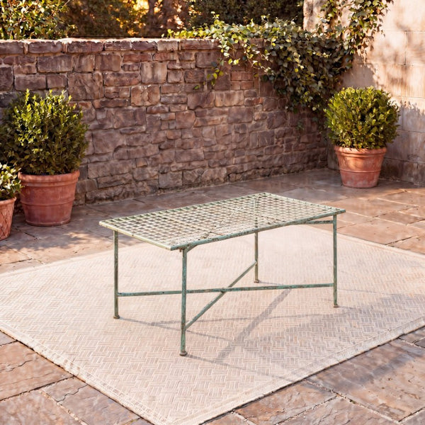 Safavieh Caledonia Metal Coffee Table Vintage Farmhouse Style Low Profile Rectangular Living Room Dark Green PAT5051D