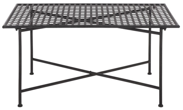 Safavieh Caledonia Metal Coffee Table Vintage Farmhouse Style Low Profile Rectangular Living Room Black PAT5051E