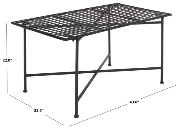 Safavieh Caledonia Metal Coffee Table Vintage Farmhouse Style Low Profile Rectangular Living Room Black PAT5051E