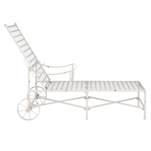 Safavieh Caledonia Outdoor Metal Chaise Lounge Antique White Powder Coat Patio Resort Style Off White PAT5052A