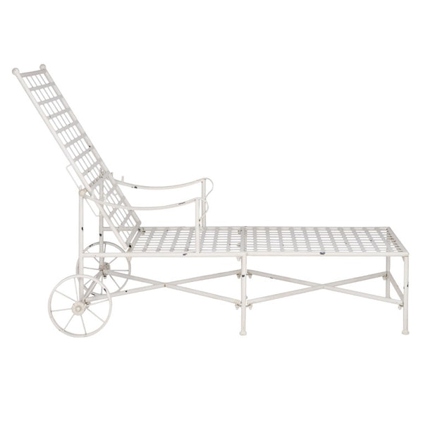 Safavieh Caledonia Outdoor Metal Chaise Lounge Antique White Powder Coat Patio Resort Style Off White PAT5052A
