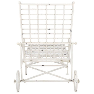 Safavieh Caledonia Outdoor Metal Chaise Lounge Antique White Powder Coat Patio Resort Style Off White PAT5052A