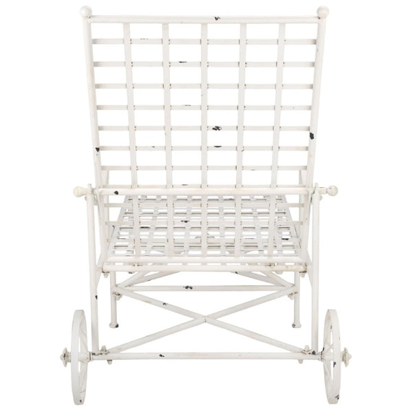 Safavieh Caledonia Outdoor Metal Chaise Lounge Antique White Powder Coat Patio Resort Style Off White PAT5052A