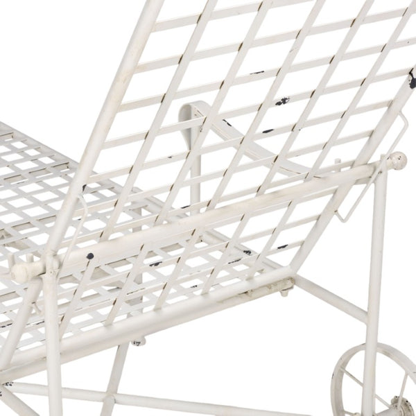 Safavieh Caledonia Outdoor Metal Chaise Lounge Antique White Powder Coat Patio Resort Style Off White PAT5052A