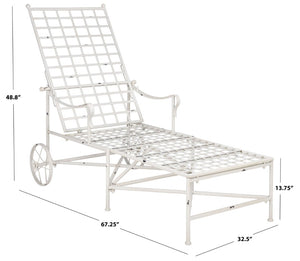 Safavieh Caledonia Outdoor Metal Chaise Lounge Antique White Powder Coat Patio Resort Style Off White PAT5052A