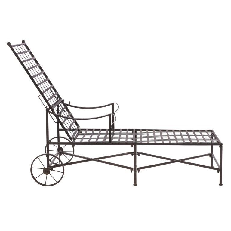 Safavieh Caledonia Outdoor Metal Chaise Lounge Antique White Powder Coat Patio Resort Style Brown PAT5052B