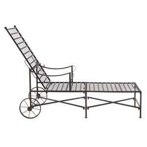 Safavieh Caledonia Outdoor Metal Chaise Lounge Antique White Powder Coat Patio Resort Style Brown PAT5052B