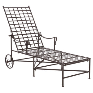 Safavieh Caledonia Outdoor Metal Chaise Lounge Antique White Powder Coat Patio Resort Style Brown PAT5052B