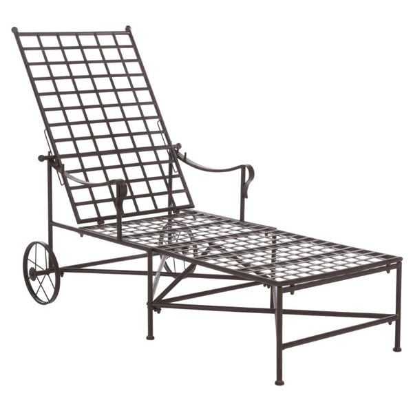 Safavieh Caledonia Outdoor Metal Chaise Lounge Antique White Powder Coat Patio Resort Style Brown PAT5052B