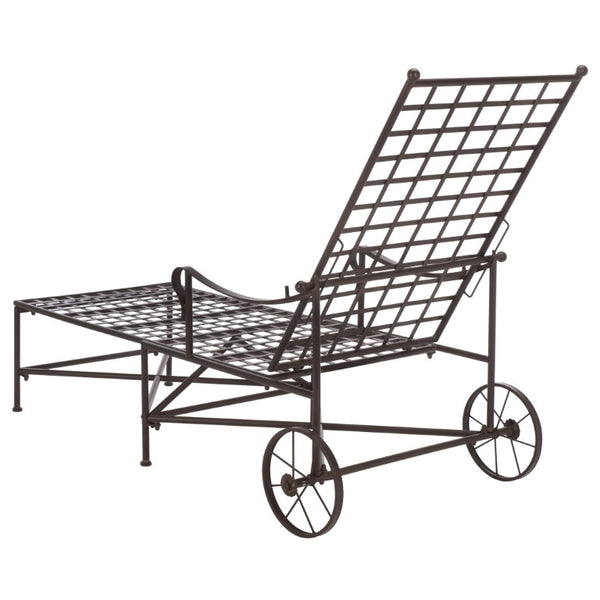 Safavieh Caledonia Outdoor Metal Chaise Lounge Antique White Powder Coat Patio Resort Style Brown PAT5052B
