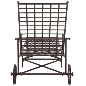 Safavieh Caledonia Outdoor Metal Chaise Lounge Antique White Powder Coat Patio Resort Style Brown PAT5052B