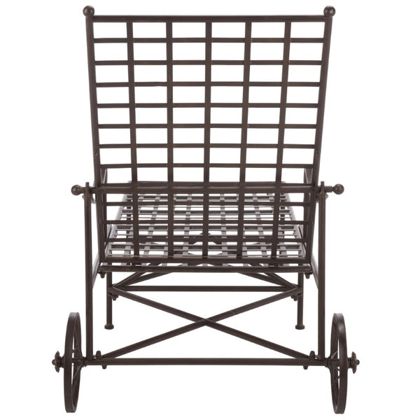 Safavieh Caledonia Outdoor Metal Chaise Lounge Antique White Powder Coat Patio Resort Style Brown PAT5052B