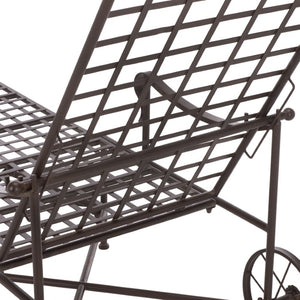 Safavieh Caledonia Outdoor Metal Chaise Lounge Antique White Powder Coat Patio Resort Style Brown PAT5052B