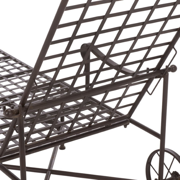 Safavieh Caledonia Outdoor Metal Chaise Lounge Antique White Powder Coat Patio Resort Style Brown PAT5052B