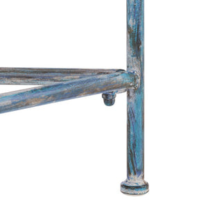 Safavieh Caledonia Outdoor Metal Chaise Lounge Antique White Powder Coat Patio Resort Style Blue PAT5052C