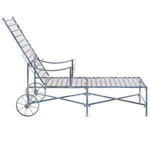 Safavieh Caledonia Outdoor Metal Chaise Lounge Antique White Powder Coat Patio Resort Style Blue PAT5052C