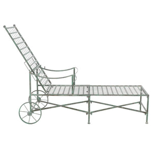 Safavieh Caledonia Outdoor Metal Chaise Lounge Antique White Powder Coat Patio Resort Style Dark Green PAT5052D