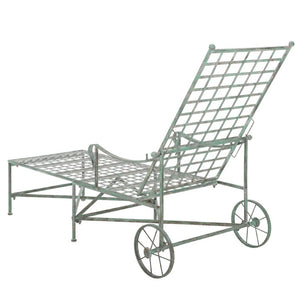 Safavieh Caledonia Outdoor Metal Chaise Lounge Antique White Powder Coat Patio Resort Style Dark Green PAT5052D