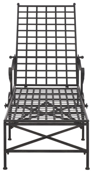 Safavieh Caledonia Outdoor Metal Chaise Lounge Antique White Powder Coat Patio Resort Style Black PAT5052E