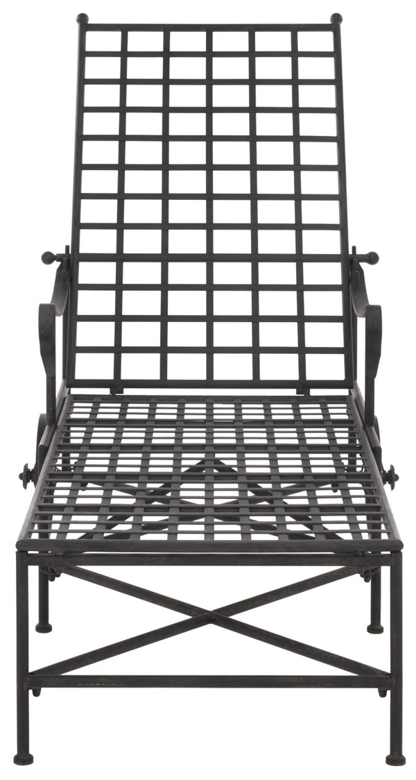 Safavieh Caledonia Outdoor Metal Chaise Lounge Antique White Powder Coat Patio Resort Style Black PAT5052E