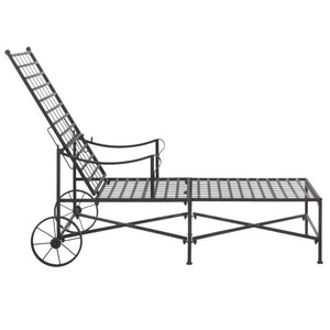 Safavieh Caledonia Outdoor Metal Chaise Lounge Antique White Powder Coat Patio Resort Style Black PAT5052E