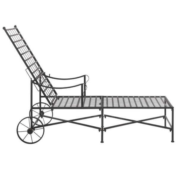 Safavieh Caledonia Outdoor Metal Chaise Lounge Antique White Powder Coat Patio Resort Style Black PAT5052E