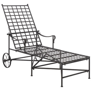 Safavieh Caledonia Outdoor Metal Chaise Lounge Antique White Powder Coat Patio Resort Style Black PAT5052E