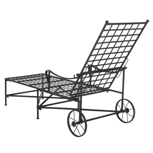 Safavieh Caledonia Outdoor Metal Chaise Lounge Antique White Powder Coat Patio Resort Style Black PAT5052E