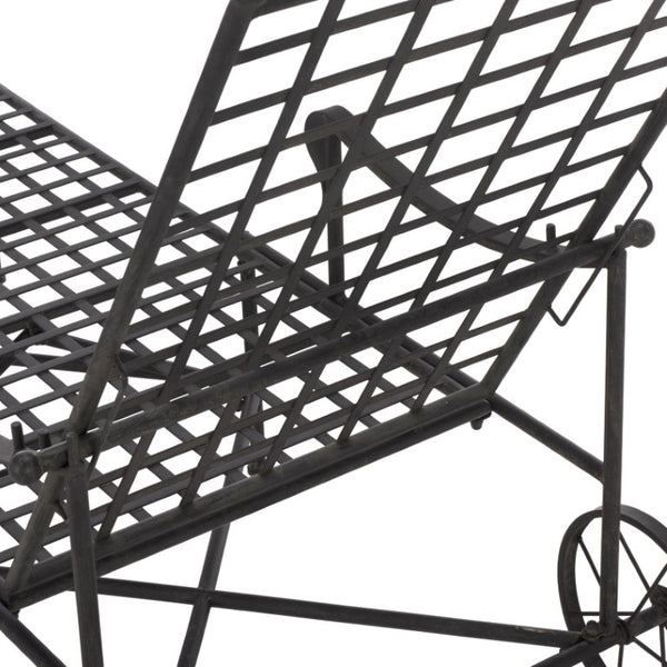 Safavieh Caledonia Outdoor Metal Chaise Lounge Antique White Powder Coat Patio Resort Style Black PAT5052E