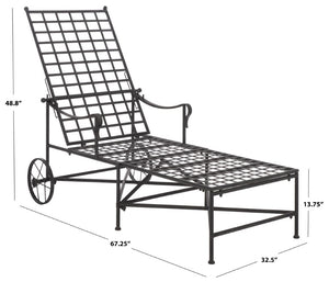 Safavieh Caledonia Outdoor Metal Chaise Lounge Antique White Powder Coat Patio Resort Style Black PAT5052E