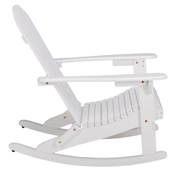 Stowe Adirondack Rocking Chair - Solid Wood Weather-Resistant Outdoor Lounge With Ergonomic Comfort And Timeless Style