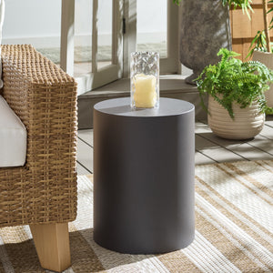 Tina Cylinder Accent Table – Sleek Polystone Side Table With Matte Finish, Compact Sturdy Surface For Decor