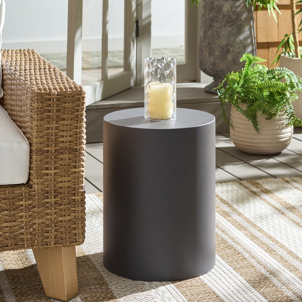 Tina Cylinder Accent Table – Sleek Polystone Side Table With Matte Finish, Compact Sturdy Surface For Decor