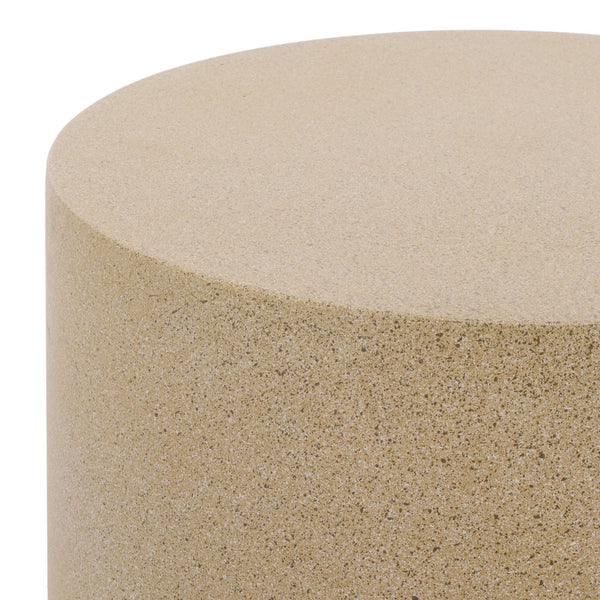 Tina Cylinder Accent Table – Sleek Polystone Side Table With Matte Finish, Compact Sturdy Surface For Decor