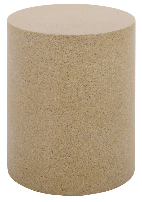 Tina Cylinder Accent Table – Sleek Polystone Side Table With Matte Finish, Compact Sturdy Surface For Decor