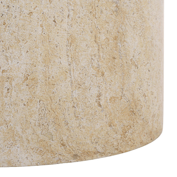 Tina Cylinder Accent Table With Polystone Durability, Minimalist Round Pedestal For Modern Spaces