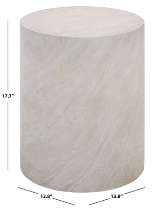 Tina Cylinder Accent Table With Polystone Durability, Minimalist Round Pedestal For Modern Spaces