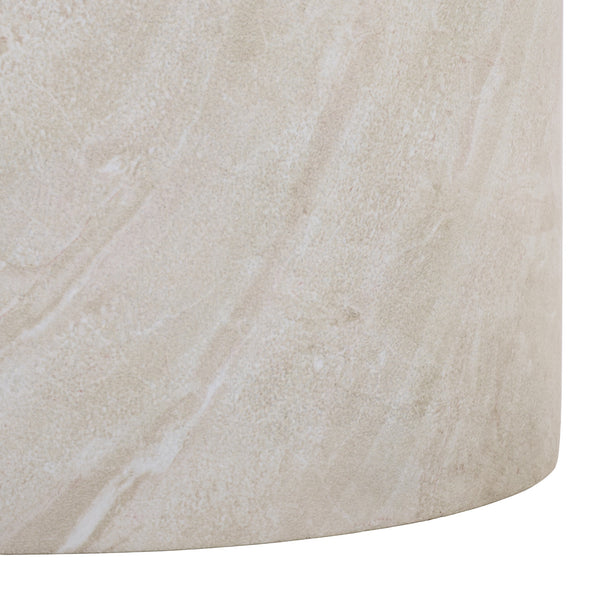 Tina Cylinder Accent Table With Polystone Durability, Minimalist Round Pedestal For Modern Spaces