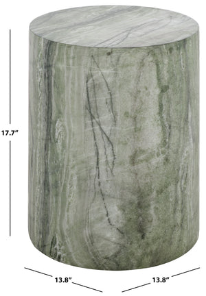 Tina Cylinder Accent Table With Polystone Durability, Minimalist Round Pedestal For Modern Spaces