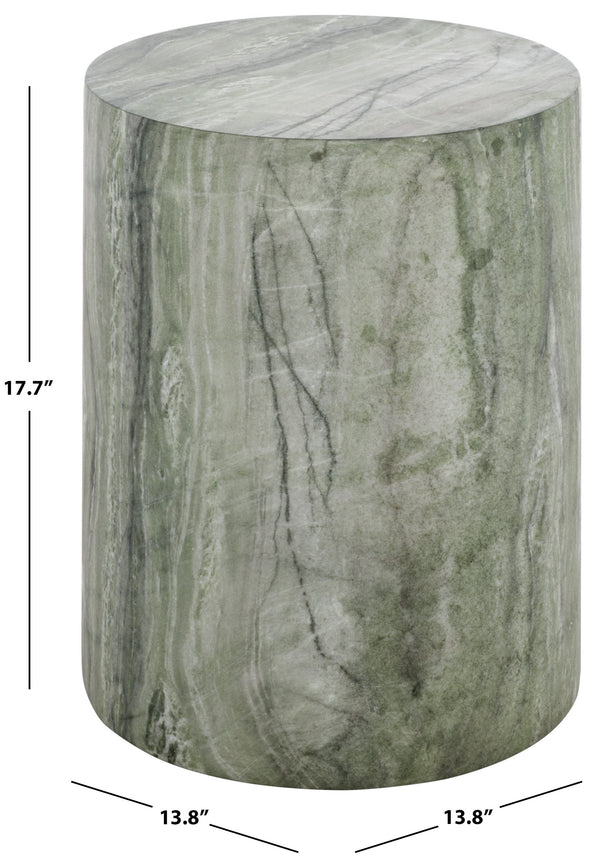 Tina Cylinder Accent Table With Polystone Durability, Minimalist Round Pedestal For Modern Spaces