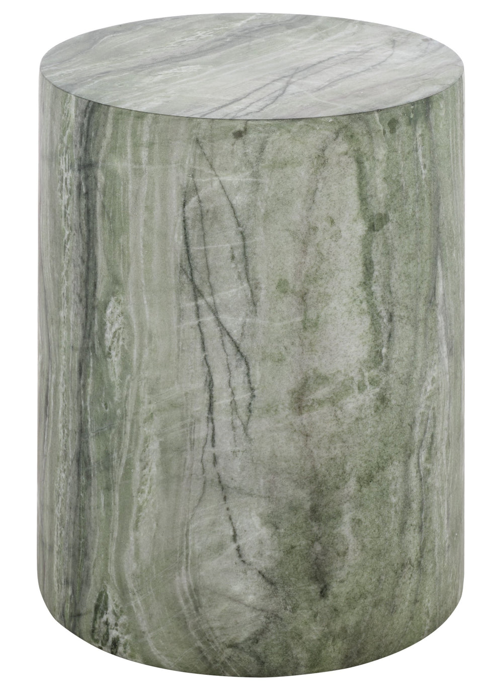 Tina Cylinder Accent Table With Polystone Durability, Minimalist Round Pedestal For Modern Spaces