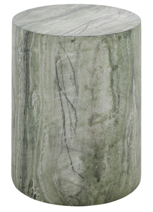 Tina Cylinder Accent Table With Polystone Durability, Minimalist Round Pedestal For Modern Spaces