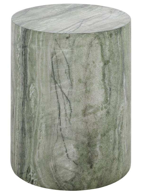 Tina Cylinder Accent Table With Polystone Durability, Minimalist Round Pedestal For Modern Spaces