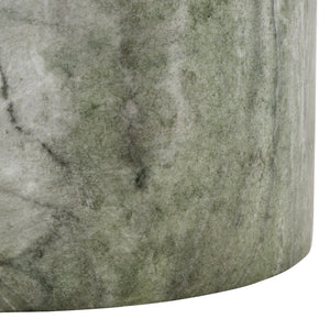 Tina Cylinder Accent Table With Polystone Durability, Minimalist Round Pedestal For Modern Spaces