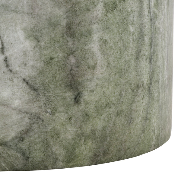 Tina Cylinder Accent Table With Polystone Durability, Minimalist Round Pedestal For Modern Spaces
