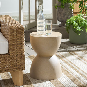 Tina Sculptural Hourglass Accent Table For Small Spaces — Matte Polystone Side Table, Modern Decor