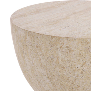 Tina Sculptural Hourglass Accent Table — Compact Polystone Side Table With Natural Stone Look Finish