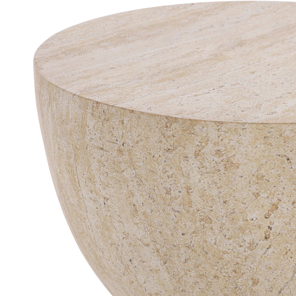 Tina Sculptural Hourglass Accent Table — Compact Polystone Side Table With Natural Stone Look Finish