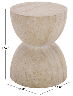 Tina Sculptural Hourglass Accent Table — Compact Polystone Side Table With Natural Stone Look Finish