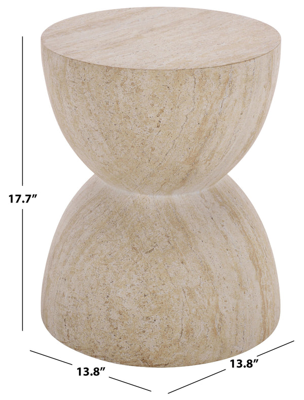 Tina Sculptural Hourglass Accent Table — Compact Polystone Side Table With Natural Stone Look Finish